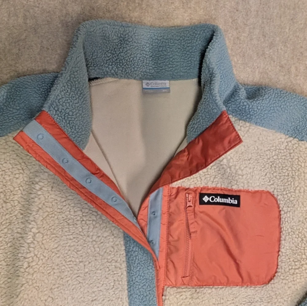 Sherpa Cropped Columbia Top In Fun Colors Pockets And Snaps Size Women's XXL - Picture 2 of 9